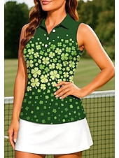 St. Patrick Women's Plants Floral Clover Workout Tank Top Tops Shirt Sport Shirt Sleeveless Sporty UPF50+ UV Resistant Trainer Dancing Breathable Pilates Cheerleader Costumes Volleyball Fold-over