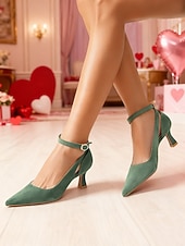 economico San Valentino-décolleté da donna con tacco a gattino e cinturino alla caviglia rosa – romantiche scarpe eleganti con punta a punta, dolce stile San Valentino per appuntamenti, feste e occasioni speciali