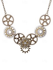 levne Příslušenství-Dámský náhrdelník na Mardi Gras ve stylu steampunk s ozdobami - průmyslový kovový šperk pro karneval a tematické převleky