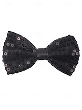 cheap Accessories-Men's Sequin Bow Tie, Polyester Material, Available in Multiple Colors, Perfect for Carnival &amp; Masquerade Balls, Fun &amp; Festive Accessory