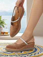 preiswerte Keilsandalen-Schwarze Slingback-Keilsandalen für Damen – bequeme Espadrille-Sandalen mit Strassriemen, perfekt für Urlaub, Strand und lässige Sommerausflüge