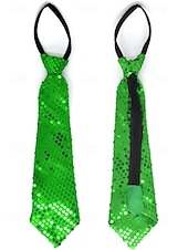 abordables Accesorios-Conjunto de tirantes y corbata de poliéster con lentejuelas para hombre, diseño de corbata con cremallera, varios colores, perfecto para el Día de San Patricio y celebraciones de carnaval.