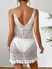 abordables Vestidos de playa-Mujer Bañadores Tapadera Vestido de Baño Traje de baño Cortado Vacaciones Ropa de playa Color sólido Escote en Pico Sin Mangas Trajes de baño