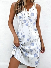 voordelige Bloemenjurken-Pasen Dames Mini-jurk Hemdjurk Zonnejurk Zomerjurk Off-the-shoulder jurk Vakantie Casual Dagelijks Feestdagen Uitgaan Normale pasvorm Bloemig Grafisch Mouwloos V-hals blauw Blozend Roze Oranje Zomer