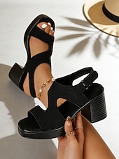 cheap Platform Sandals-Women's Chunky Platform Sandals – Comfortable High Block Heel Shoes for Summer City Vacations, Urban Walking and Resort Travel Wear