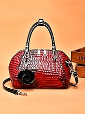 Недорогие Сумки с ручками сверху и шопперы-Женская сумка из искусственной кожи с рисунком крокодила, несколько цветов и вариантов ношения, модная и универсальная для повседневного использования.