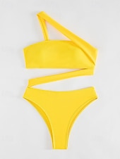 economico Costumi da bagno Donna-Per donna Costumi da bagno Intero Bikini Shorts Costume da bagno Senza schiena Vacanza Abbigliamento da Spiaggia Tinta unica Senza Spalline Senza Maniche Costumi da bagno