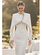  A-Linie bodenlang Formelles Kleid Abendkleid Abendkleid Elegant Vintage Langarm Hochkragen Hochzeit formell mit Kristallen Perlenstickerei