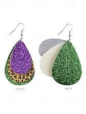 economico Accessori-WooHoo Orecchini di pelle da donna per Mardi Gras – Colorati luccicanti regolabili con design multi-stile – Perfetti per Carnevale e accessori per costumi da ballo mascherato