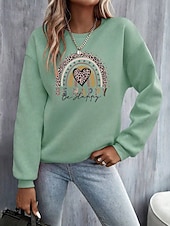 Χαμηλού Κόστους Τέχνη &amp; Σχεδίαση Κορυφές-Γυναικεία Φούτερ πουλόβερ Καρδιά Γραφική Καθημερινό Μακρυμάνικο Στρογγυλή Ψηλή Λαιμόκοψη Κανονικά μπλουζάκια Causal Δρόμος Καθημερινή Ένδυση Πορτοκαλί Πράσινο του τριφυλλιού Άνοιξη Φθινόπωρο Χειμώνας