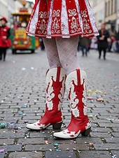 voordelige Damesschoenen-Dames Mardi Gras Rode Cowboylaarzen met Nieten - Festivalstijl Westernlaarzen Ideaal voor Carnaval Parades Kostuumfeesten Straat Festivals  Themed Vieringen