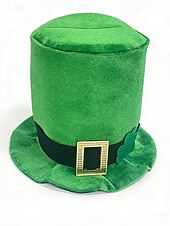 お買い得  アクセサリー-男性用聖パトリックの日のレプラコーンコスチュームアクセサリーセット、ポリエステル素材、バックル付きグリーンのトップハット、偽のひげ、蝶ネクタイとネクタイセット、パーティーや休日のお祝い