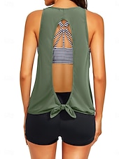 economico Tankini-Costume da bagno a tre pezzi da donna tankini con pantaloni controllo pancia vita alta slim schiena scoperta vacanza mare con grafica floreale scollatura a U senza maniche