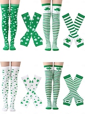 levne Den svatého Patrika-dámská ponožka ke Dni svatého Patrika &amp;sada návleků na ruce, 4dílné podkolenky s potiskem trojlístku a rukavice bez prstů, sváteční doplňky v irsko zelené barvě pro ženy &amp;holky, ideální pro průvody ke