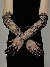 お買い得  アクセサリー-ウィメンズ マルディグラ レース グローブ、ブラックとホワイトあり、エlegantなデザイン カーニバル、仮面舞踏会、結婚式に最適