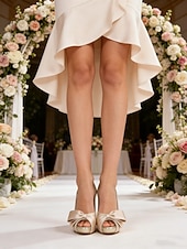 voordelige Bruiloftsgast-Satijnen slingback peeptoe hakken met strikaccent – chic en comfortabel, ideaal voor bruiloften en formele evenementen.