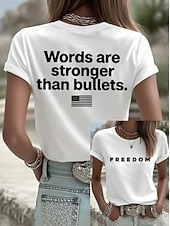  Maglietta Patriottica Giorno dell'Indipendenza per Donne T-Shirt Grafica Bandiera Vintage Elegante Classica Maniche Corte Collo Giro Regolare Tops Stampa Giornale Weekend Blu Nero Bianco Rosso Grigio