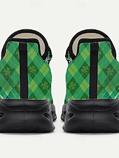 cheap Men's Shoes-Men's St. Patrick's Day Sneakers – Fun Green Shamrock and Argyle Pattern, Lightweight, Ideal for Celebrations and Festive Occasions