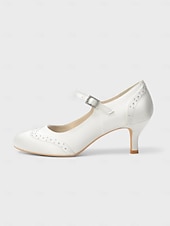 economico Madre della Sposa/Sposo-Mary Jane in raso blu navy da donna: eleganti scarpe da sposa con borchie di cristalli e tacco a gattino per la madre della sposa, cerimonie in chiesa ed eventi formali