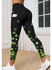 levne Legíny a legíny na jógu-Svatý Patrik Dámské legíny na pilates Fitness kalhoty Legíny Kapsy Kolkovné Boční kapsy Pilates Tělocvična Cvičení v tělocvičně Cyklistické kalhoty Legíny Spodní část oděvu Květiny Listy / Stromy