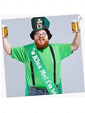  女性用聖パトリックデー グリーンアクセサリーセット - 「キス・ミー・アイム・アイリッシュ」ヘッドバンド、ストッキング、ネックレス &お祝い事にもっと