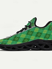 cheap Men's Shoes-Men's St. Patrick's Day Sneakers – Fun Green Shamrock and Argyle Pattern, Lightweight, Ideal for Celebrations and Festive Occasions