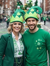  ユニセックスの聖パトリックの日のレプラコーン帽子、緑のシャムロックのエルフ風コスチューム帽子、柔らかいポリエステル素材、男性と女性のための楽しいアイルランドのフェスティバルパーティーのヘッドウェア