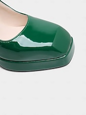 お買い得  女性の靴-女性用マルディグラ赤のパテントフェイクレザープラットフォームヒールにダブルバックルのメリージェーンシューズ - カーニバル、パレード、フェスティバルのお祝いに最適