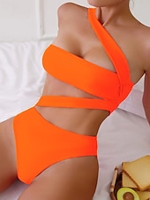 economico Costumi da bagno Donna-Per donna Costumi da bagno Intero Bikini Shorts Costume da bagno Senza schiena Vacanza Abbigliamento da Spiaggia Tinta unica Senza Spalline Senza Maniche Costumi da bagno