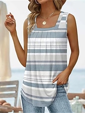 Недорогие Цветочные блузки-Жен. Рубашка Футболка Пэчворк С принтом Сплошной цвет Цветочный принт Графика Элегантный стиль Стиль Классика Без рукавов U-образный вырез Обычные топы Повседневные На выход выходные