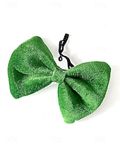 お買い得  アクセサリー-男性用聖パトリックの日のレプラコーンコスチュームアクセサリーセット、ポリエステル素材、バックル付きグリーンのトップハット、偽のひげ、蝶ネクタイとネクタイセット、パーティーや休日のお祝い