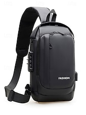 billiga Herrväskor-Herrväska i flerfärgad nylon för resor, vandring och friluftsliv - vattentålig axelväska med extern USB-port