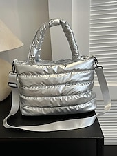 olcso Kézitáskák és bevásárlótáskák-női könnyű, steppelt, puffos, keresztpántos táska - többszínű, vízálló, párnázott kézitáska mindennapi ingázáshoz