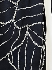 economico Abiti da sera a tubino-Abito a tubino colonna lungo fino al pavimento abiti formali abito da sera abito da sera elegante maniche lunghe scollo tondo formale con cristalli e perline