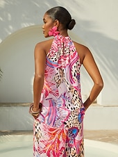 abordables Trajes de blusa para mujer-Top de tirantes rosa con estampado paisley y satén sedoso de Blush&amp;Beast