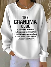 economico Umor e Citazioni Felpe-Per donna Pullover Stampato Grafico Lettera Caldo Classico Casual Manica Lunga Girocollo Top Regolari Casuale Casa Streetwear Blu Nero Bianco Viola Beige Primavera Autunno Inverno