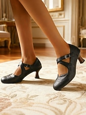 Χαμηλού Κόστους Ρετρό στυλ της δεκαετίας του 1950-Γυναικείες vintage καφέ γόβες Mary Jane με αγκράφα και brogue από απομίμηση δέρματος της δεκαετίας του 1950 – κομψές γόβες για επίσημες περιστάσεις, γραφείο και από το πρωί μέχρι το βράδυ