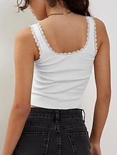 abordables Tanque Sencillo-Mujer Camiseta sin mangas tipo camisola Color sólido Diario Elegante Sin Mangas Camiseta con cuello redondo Tops cortos Negro Blanco Gris Oscuro Albaricoque Gris Verano Primavera