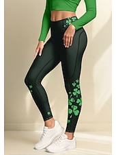  San Patrizio Per donna leggings da pilates Pantaloni fitness Leggings da palestra Tasche Bollo Tasche Laterali Pilates Palestra Allenamento in Palestra Pantaloni Collant Leggings Trifoglio Verde Gli