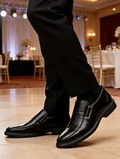 economico Mocassini-scarpe eleganti slip-on nere da uomo, scarpe formali classiche per matrimoni, eventi aziendali e semi-formali, calzature comode ed eleganti per uomo