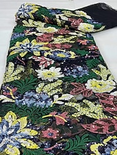  А-силуэт Ниже колена Вышивка бисером Вечернее платье Платье матери невесты коктейльные платья Платья для вечеринок Элегантный стиль Рукав 3/4 Вырез под горло Вечеринка в саду Свадьба Сатин Кружева с