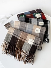 halpa Miesten solmiot ja rusetit-Miesten villajäljitelmäpolyesterihuivi, ruudullinen kuvio, useita värejä, täydellinen lahjaksi