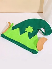  ユニセックスの聖パトリックの日のレプラコーン帽子、緑のシャムロックのエルフ風コスチューム帽子、柔らかいポリエステル素材、男性と女性のための楽しいアイルランドのフェスティバルパーティーのヘッドウェア