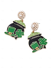  Grüne Kristallohrringe für Damen zum St. Patrick's Day – Kleeblatt &Koboldhut-Design, perfekt für irische Festivals &Feierlichkeiten zum St. Patrick's Day