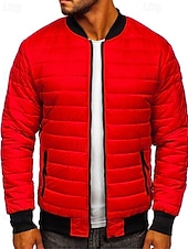 economico Piumini e parka da uomo-Per uomo Cappotto Invernale Giacca imbottita Tasca Poliestere Vacanza Abbigliamento quotidiano Data Regolare Moda Casual Confortevole Calore Termico Autunno &amp; Inverno Colore Solido / Tinta Unita Nero
