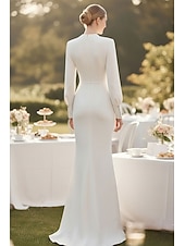  A-Linie bodenlang Formelles Kleid Abendkleid Abendkleid Elegant Vintage Langarm Hochkragen Hochzeit formell mit Kristallen Perlenstickerei