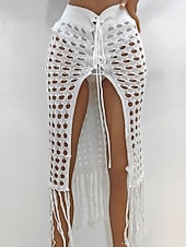 abordables Falda cruzada-Mujer Bañadores Tapadera Vestido de Baño Falda Traje de baño Cortado Vacaciones Ropa de playa Color sólido Sin Mangas Trajes de baño