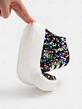 cheap Women's Shoes-Women's Mardi Gras Black Colorful Sequin High-Top Sneakers – Trendy Festival Shoes for Carnival, Parades and Street Parties