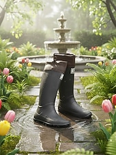cheap Fashion Boots-Women's Foldable Green Rain Boots - Waterproof, Adjustable Cuff Garden Boots with Non-Slip Sole | Practical Casual Style for Gardening, Yard Work, Outdoor Errands &amp; Rainy-Day Walks