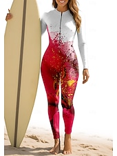 levne Rash guardy One Piece-Dámské Standard Ochrana proti vyrážce Celotělové plavky Potápěčská kombinéza Květinový Abstraktní Přední zip UPF50+ Ochrana proti UV záření Rychleschnoucí Dlouhý rukáv Plavky Bodýčko Surfování Kanoe